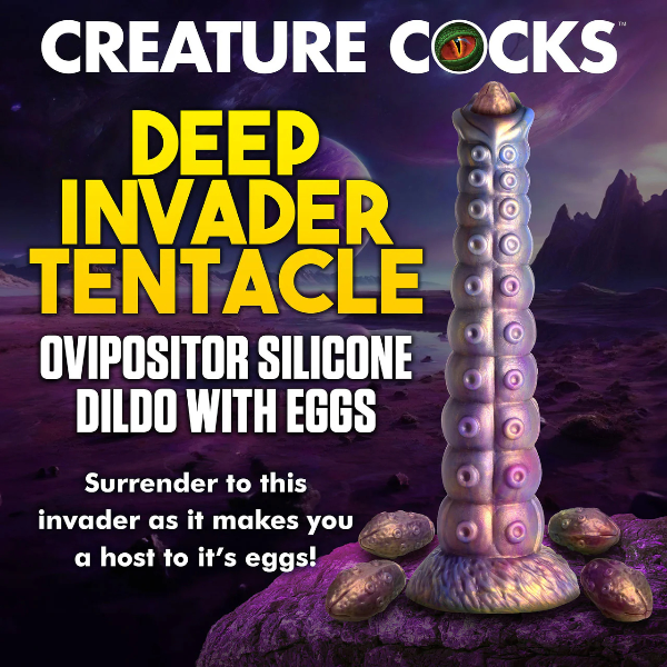 Creature Cocks Deep Invader Tentacle Ovipositor Silicone Dildo with Eggs 11.5 Inch