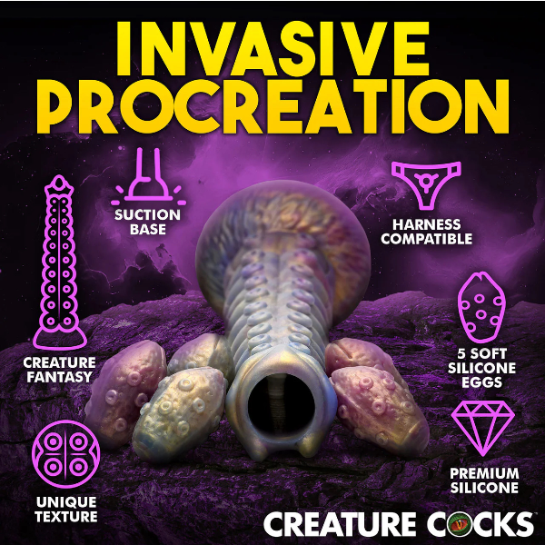 Creature Cocks Deep Invader Tentacle Ovipositor Silicone Dildo with Eggs 11.5 Inch