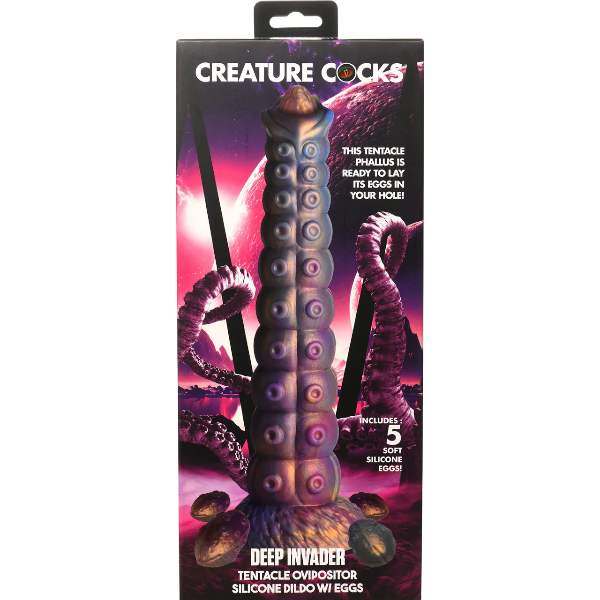 Creature Cocks Deep Invader Tentacle Ovipositor Silicone Dildo with Eggs 11.5 Inch