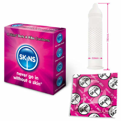 Skins Condoms Dots &amp; Ribs 4 Pack