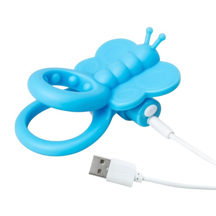 Screaming O Monarch Rechargeable Wearable Butterfly Cock Ring Blue