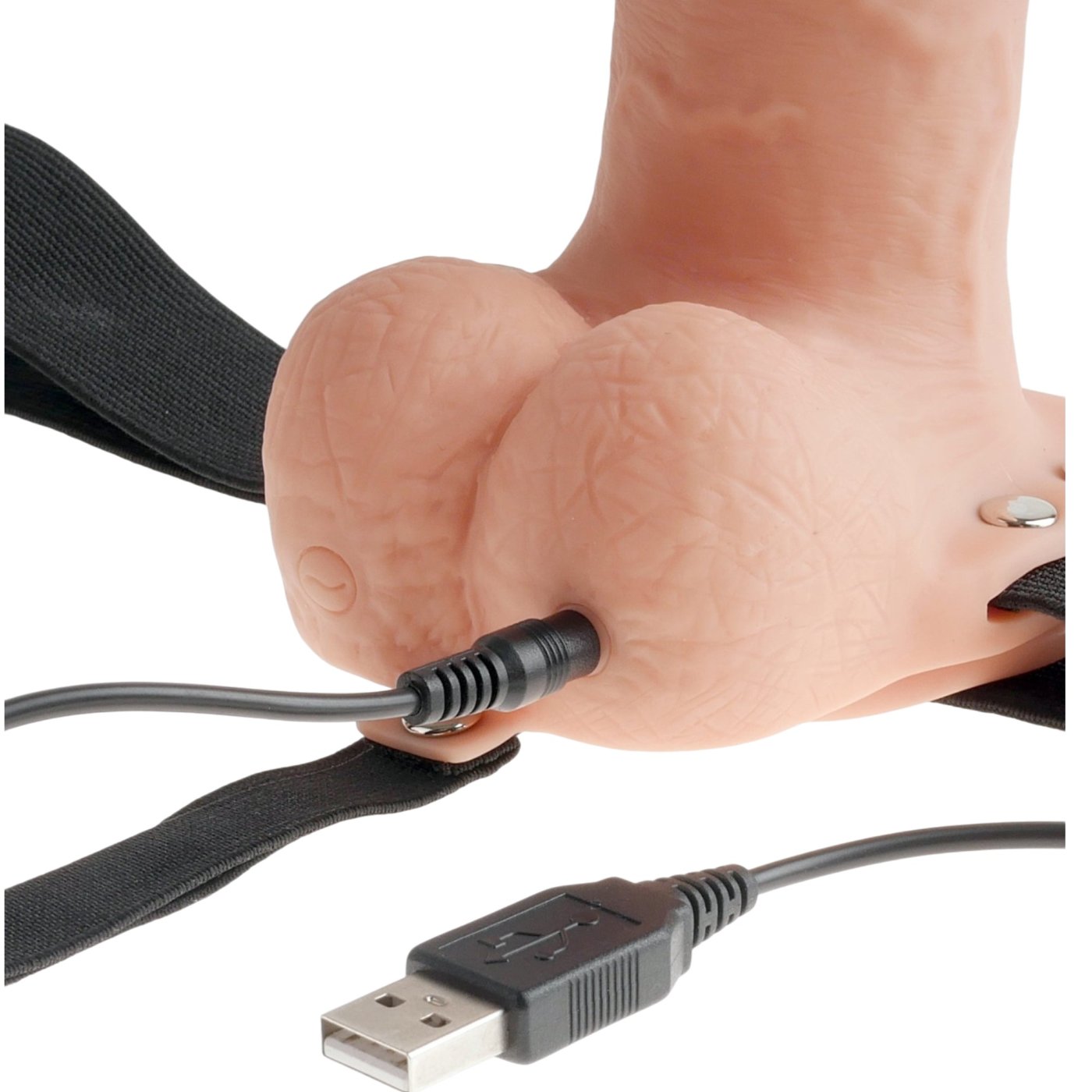 Fetish Fantasy 7-Inch Hollow Rechargeable Strap-On Dildo with Balls