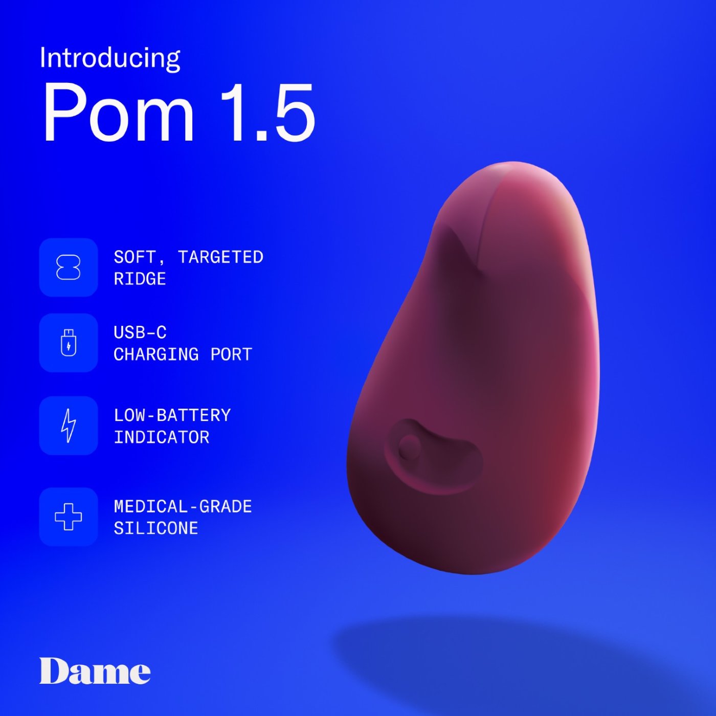 Dame Pom Waterproof Rechargeable Flexible Palm Vibrator