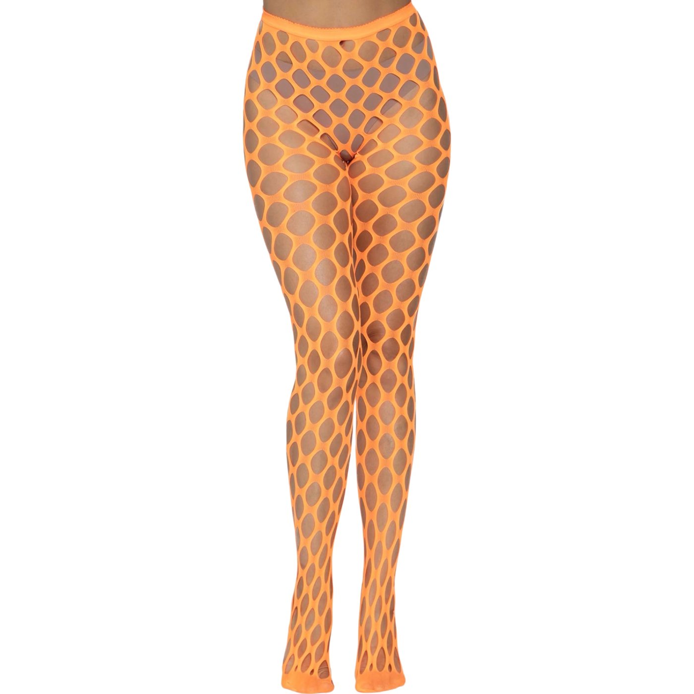 Leg Avenue Jumbo Pothole Fishnet Tights Neon Orange