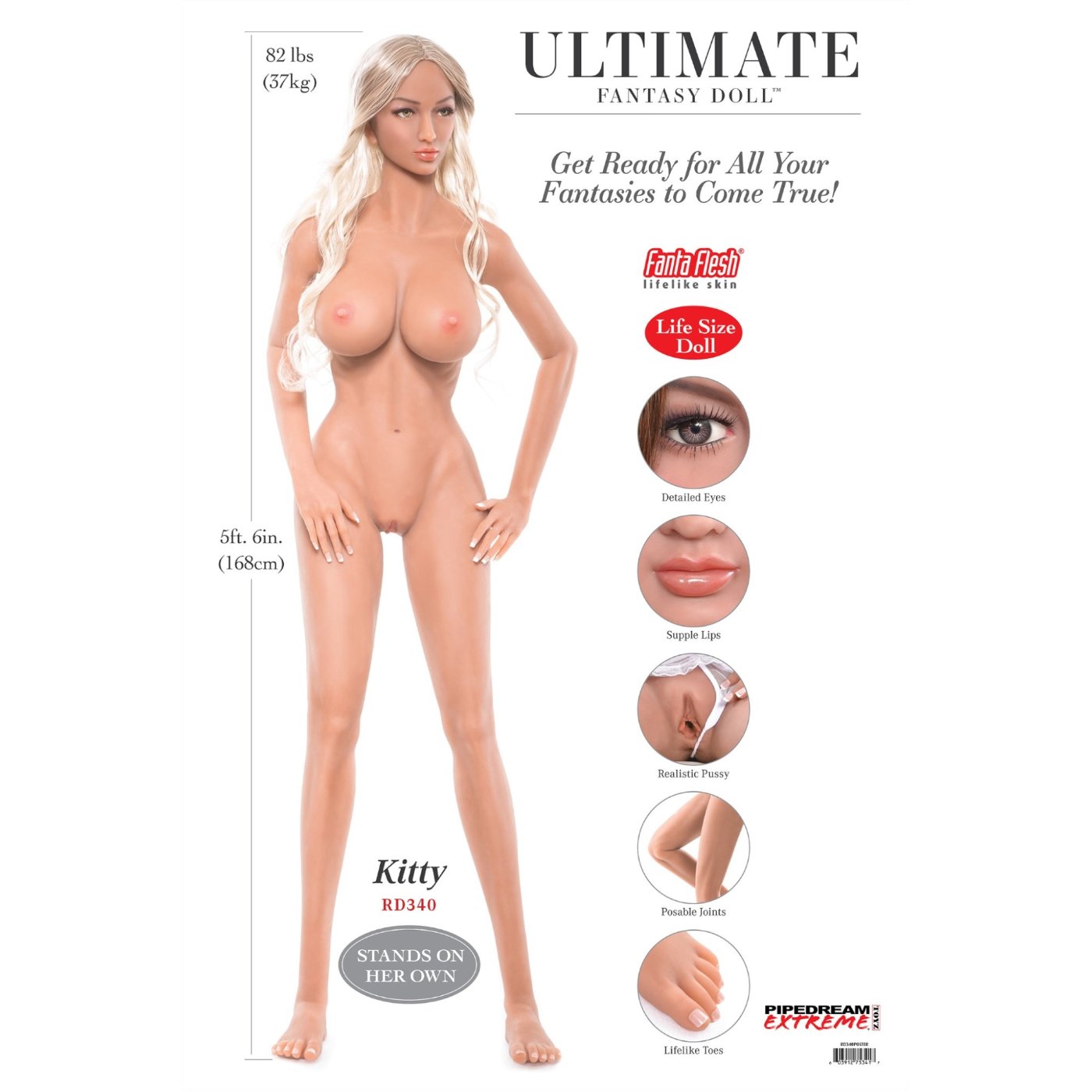 Pipedream Ultimate Fantasy Kitty Realistic Sex Doll Life-Size 5ft 6in