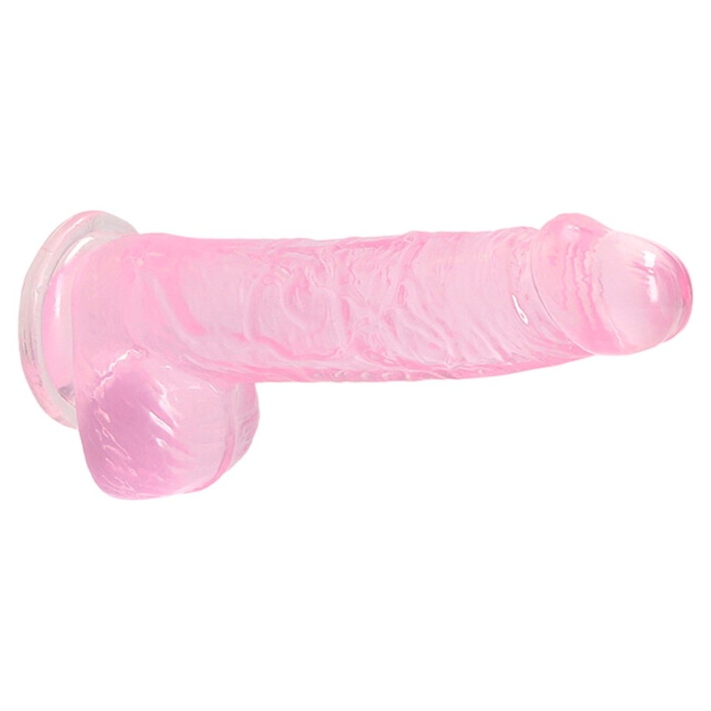 RealRock Crystal Clear Realistic Dildo with Balls Pink 6 Inch