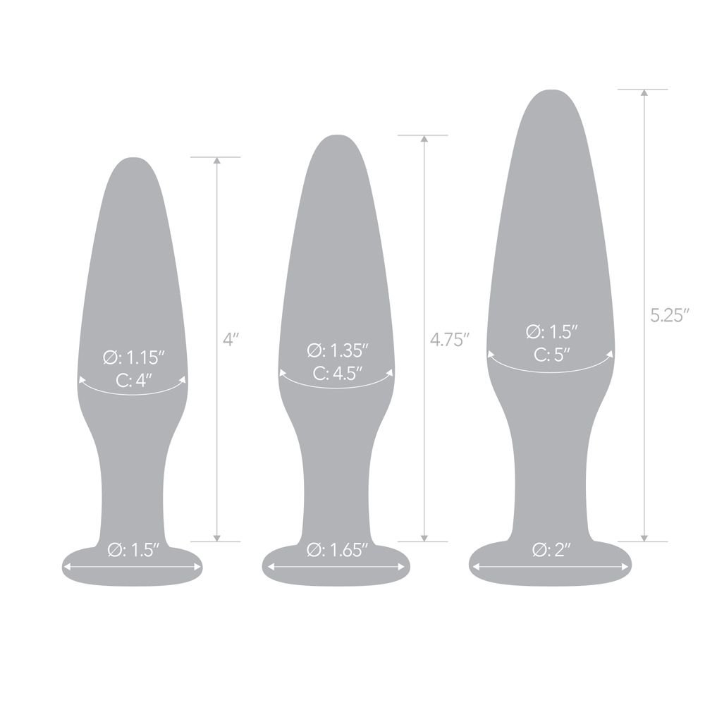 Glas Glass Anal Training Butt Plug Set (3 Piece)