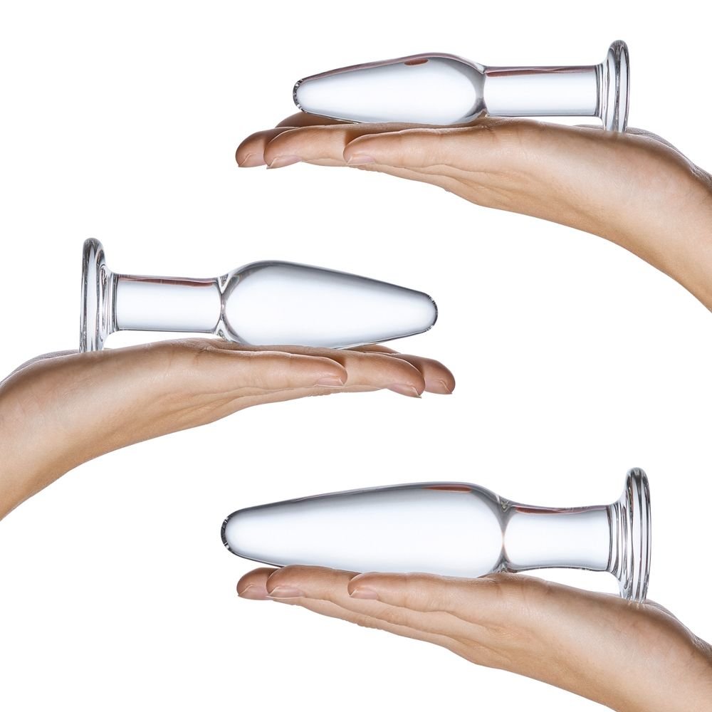 Glas Glass Anal Training Butt Plug Set (3 Piece)