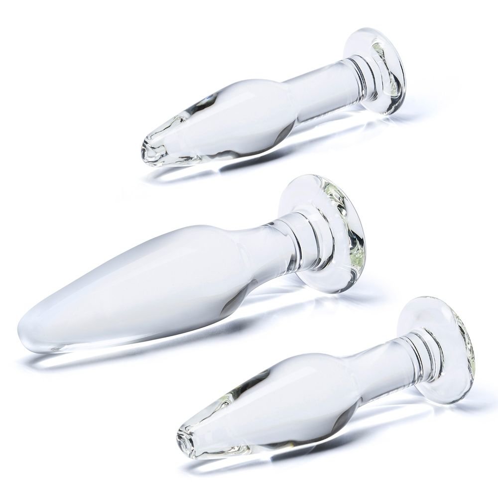Glas Glass Anal Training Butt Plug Set (3 Piece)