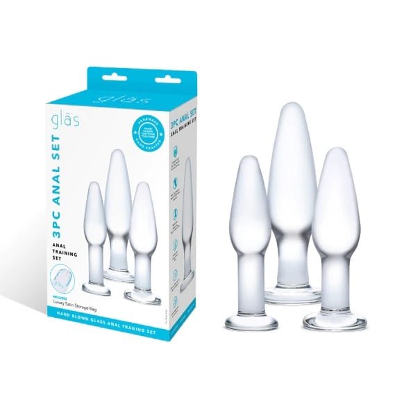 Glas Glass Anal Training Butt Plug Set (3 Piece)