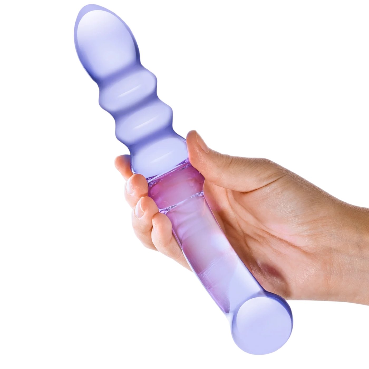 Glas Purple Rain Ribbed Glass Dildo 9 Inch
