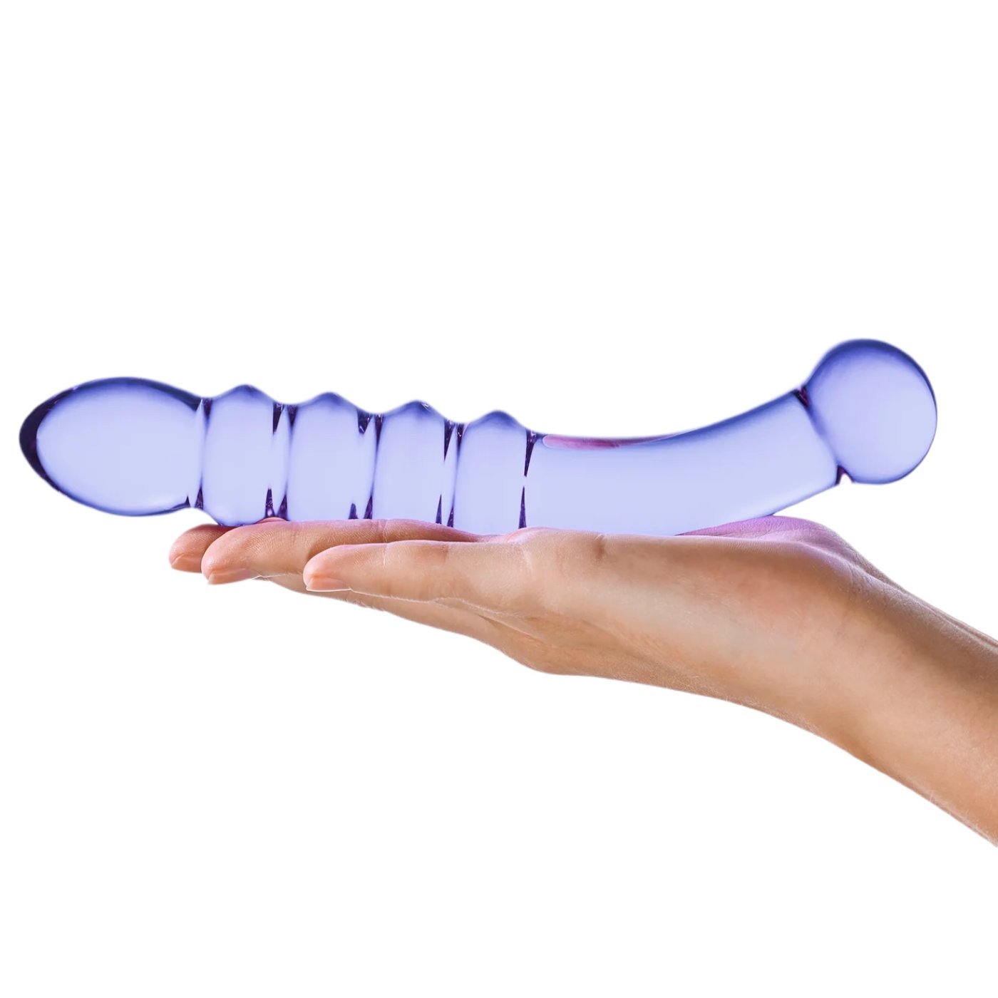 Glas Purple Rain Ribbed Glass Dildo 9 Inch