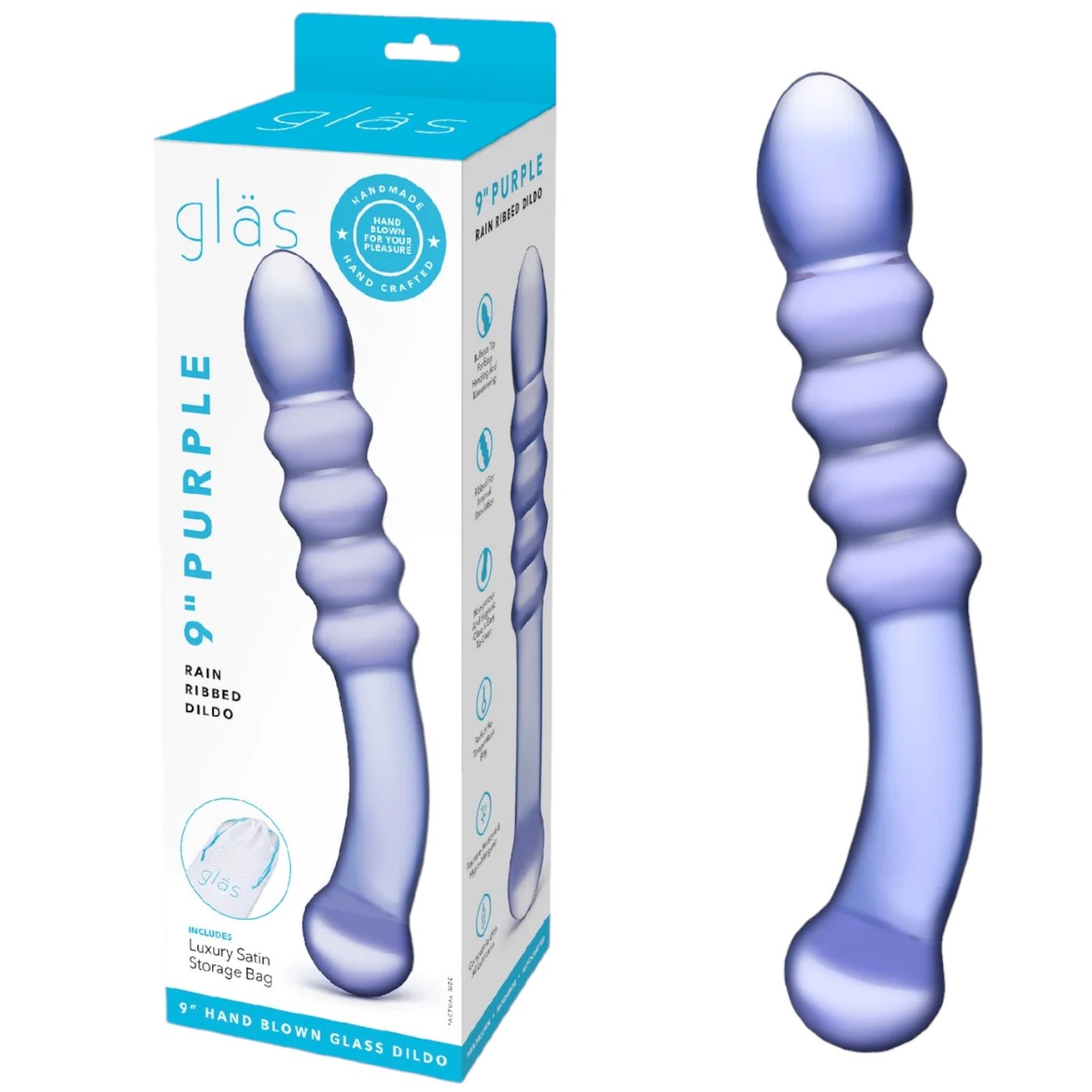 Glas Purple Rain Ribbed Glass Dildo 9 Inch