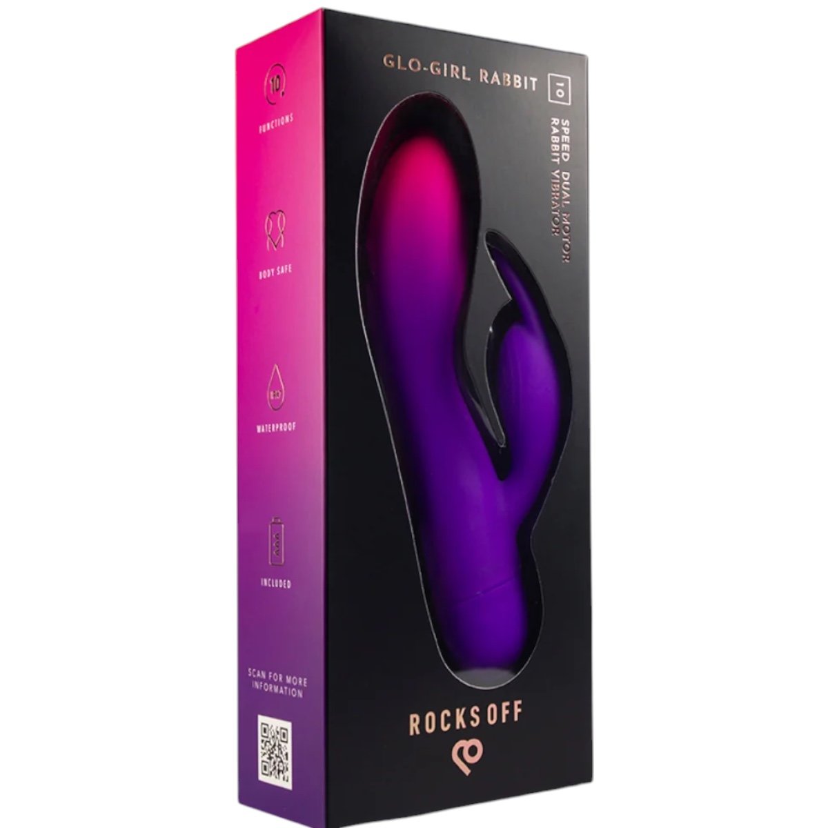 Rocks Off Glo-Girl Silicone Rabbit Vibrator 