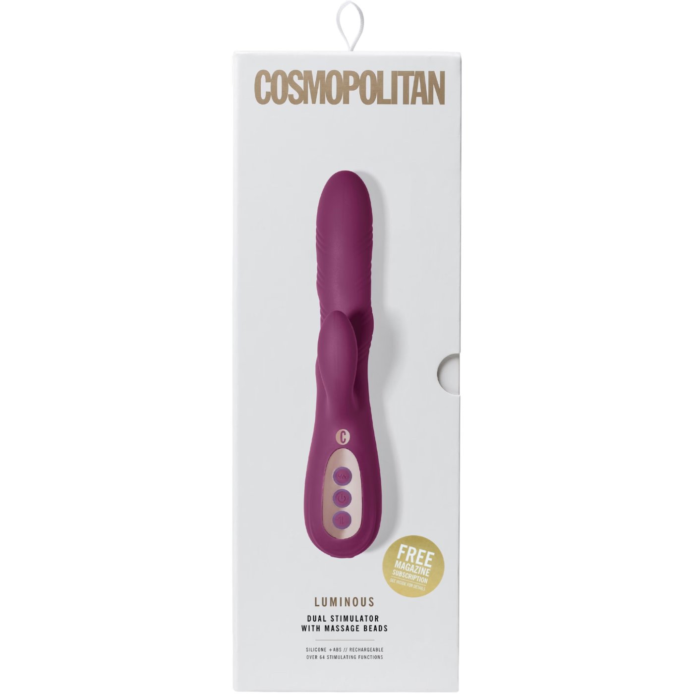 Cosmopolitan Luminous Rechargeable Rabbit Vibrator with Massage Beads Purple