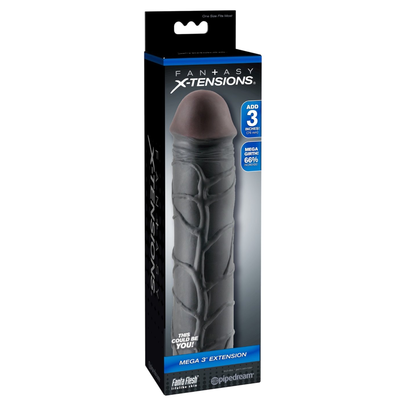 Fantasy X-Tensions Mega 3-Inch Penis Extender Sleeve Black