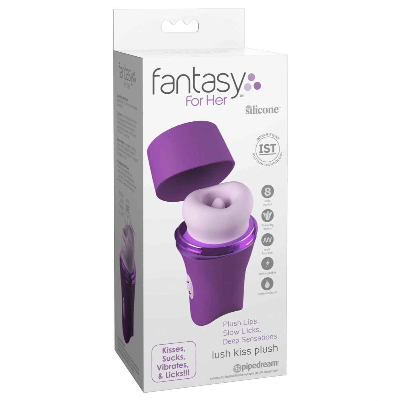 Fantasy For Her Lush Kiss Plush Tongue Vibrator with Suction