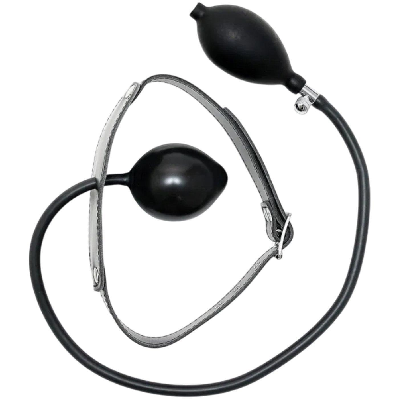 Rimba Leather Inflatable Mouth Gag with Pump Black