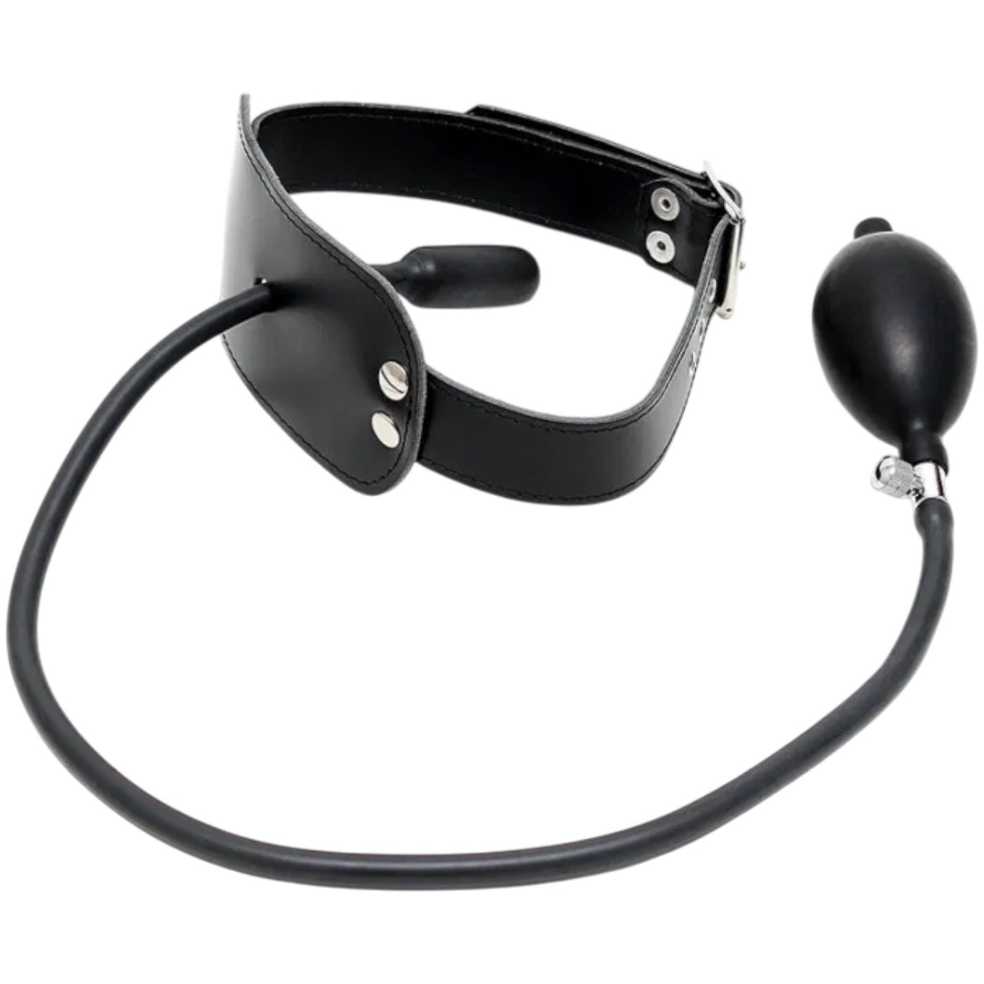 Rimba Leather Inflatable Mouth Gag with Pump Black