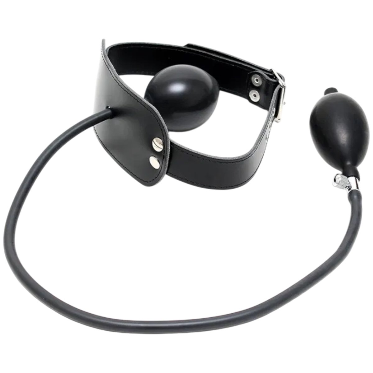 Rimba Leather Inflatable Mouth Gag with Pump Black