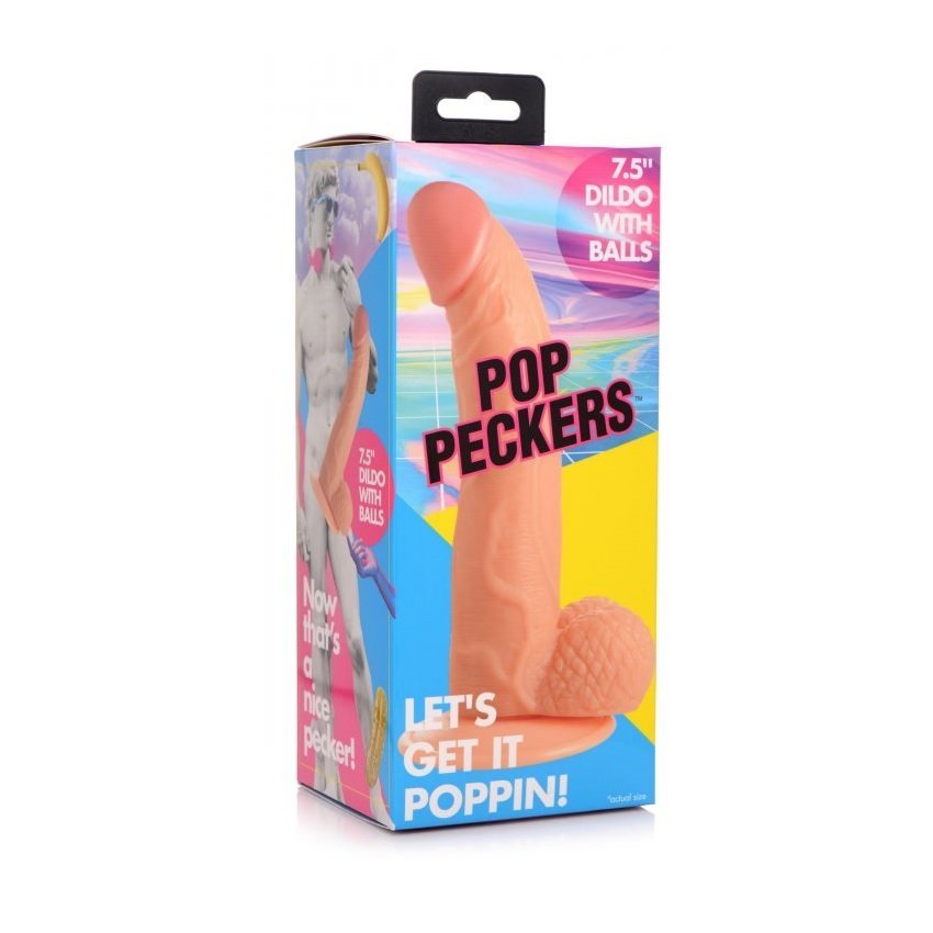 Pop Peckers Realistic Dildo With Balls Light 7.5 Inch
