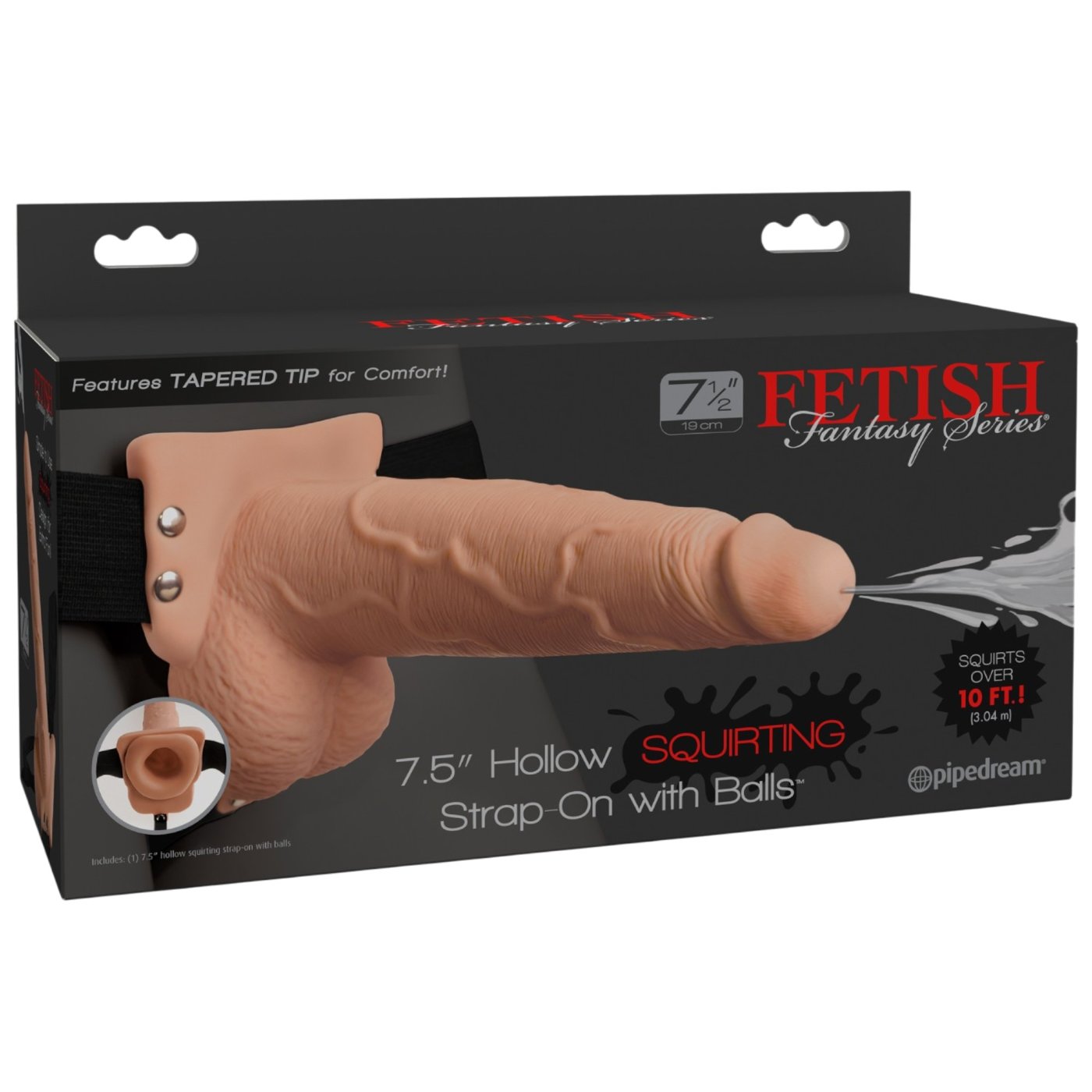 Fetish Fantasy 7.5-Inch Hollow Squirting Strap-On Dildo with Balls