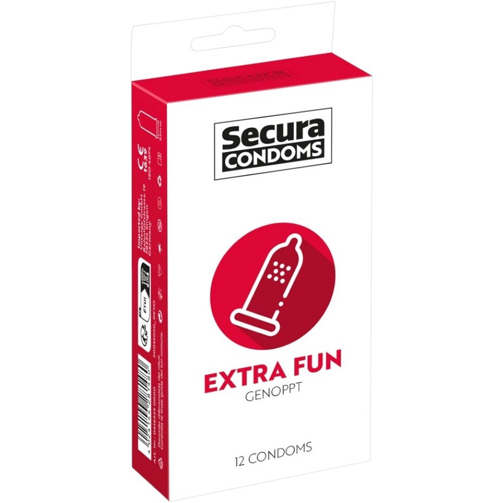 Secura Kondome Extra Fun Ribbed Latex Condoms 12 Pack