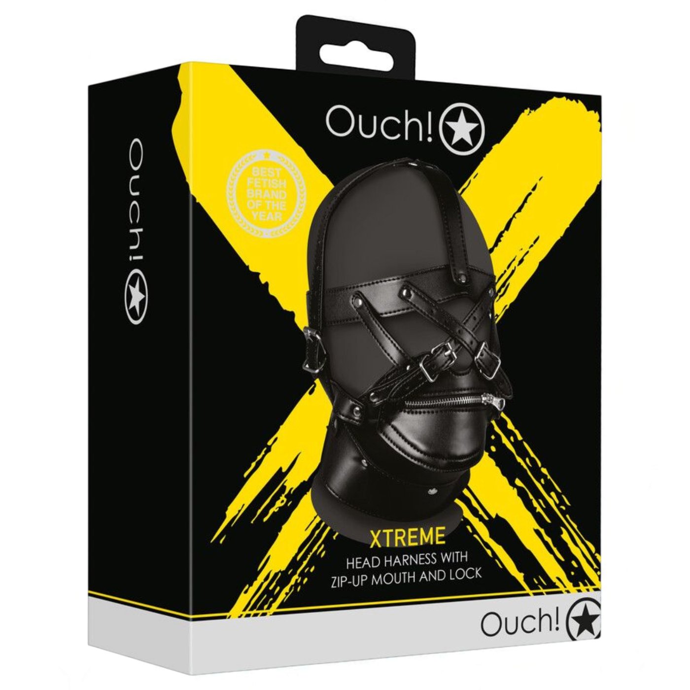 Ouch Xtreme Head Harness with Lockable Zip-Up Mouth