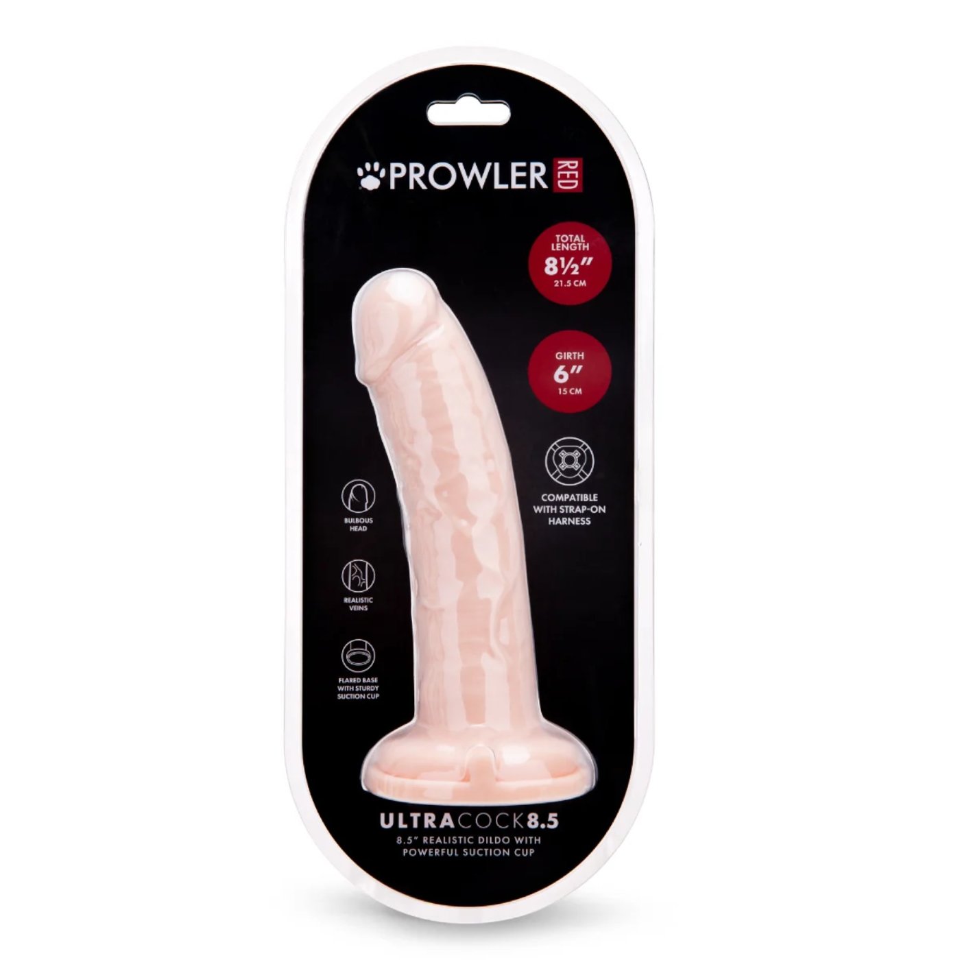 Prowler RED Ultra Cock 8.5 Inch Realistic Dildo with Suction Cup