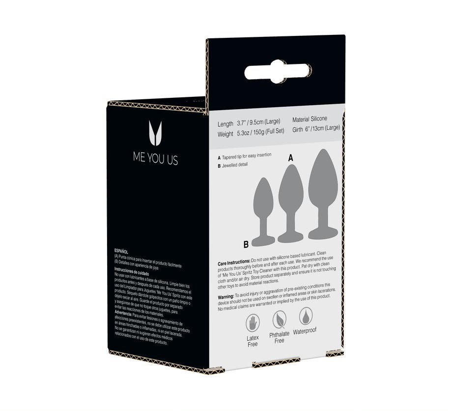 Me You Us Trio Of Jewels Butt Plug Training Set (3 Piece) Black