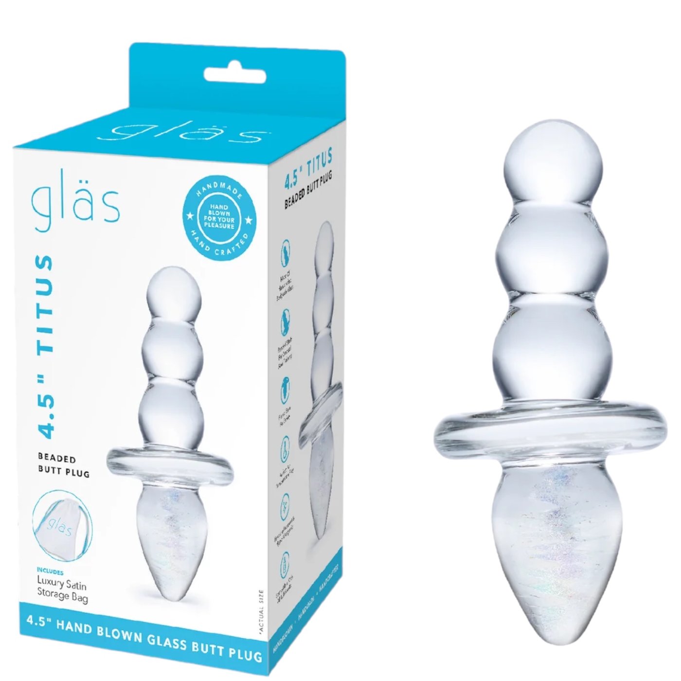 Glas Titus Beaded Dual-Ended Glass Butt Plug 4.5 Inch
