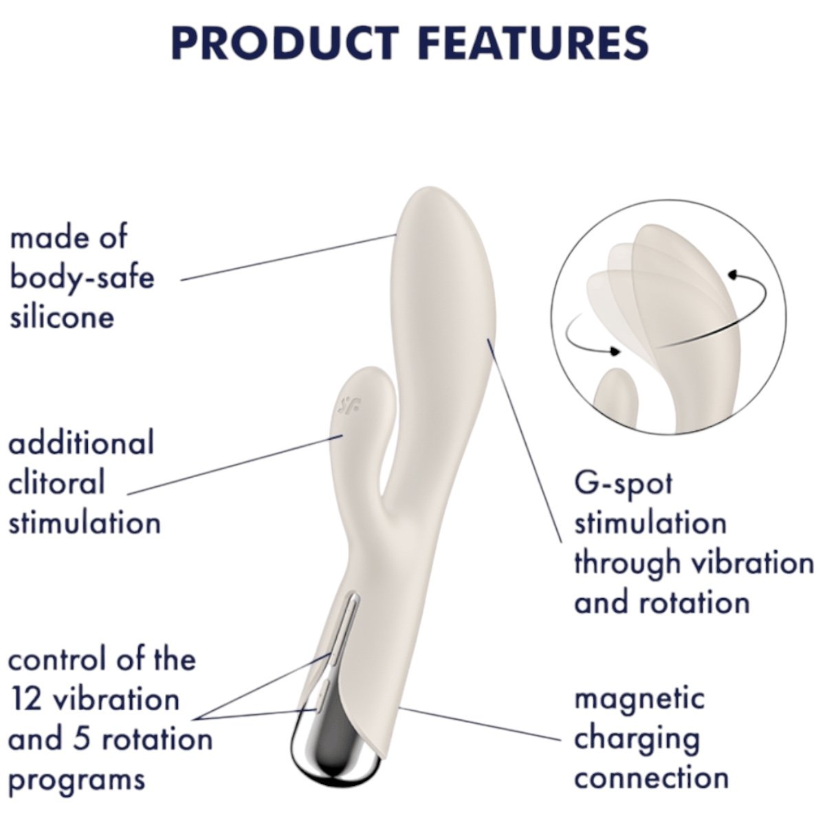 Satisfyer Spinning Rabbit 1 Silicone Rechargeable Rabbit Vibrator Beige