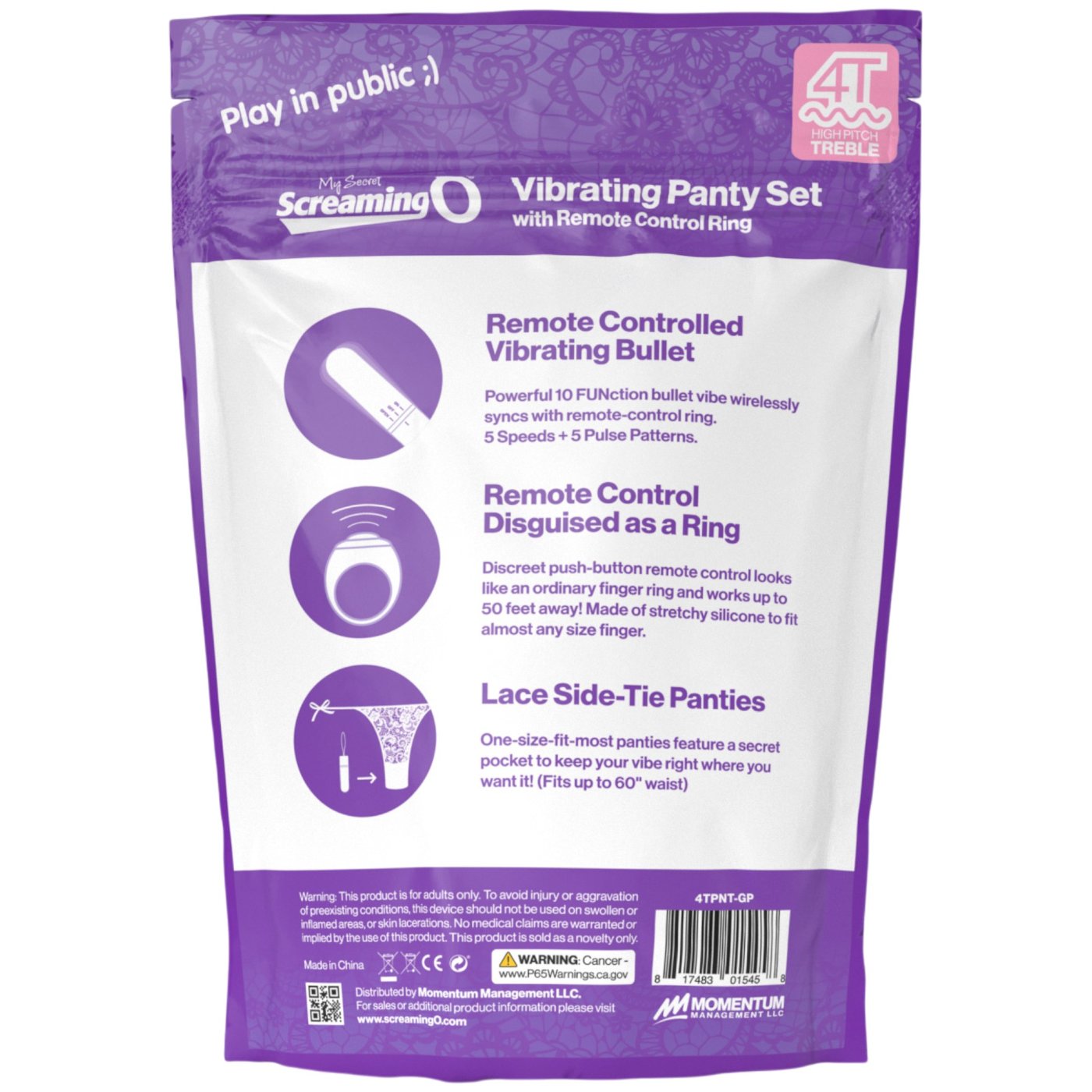 Screaming O My Secret 4T Remote Control Vibrating Panties Set