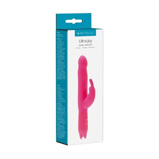 Me You Us Ultra Joy Rabbit Waterproof Dual Vibrator Pink 8 Inch
