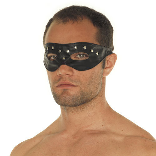 Rimba Leather Open Eye Mask With Rivets