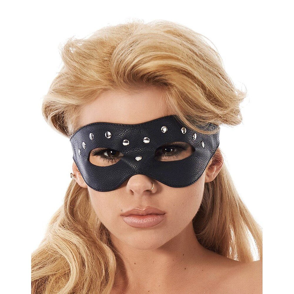Rimba Leather Open Eye Mask With Rivets