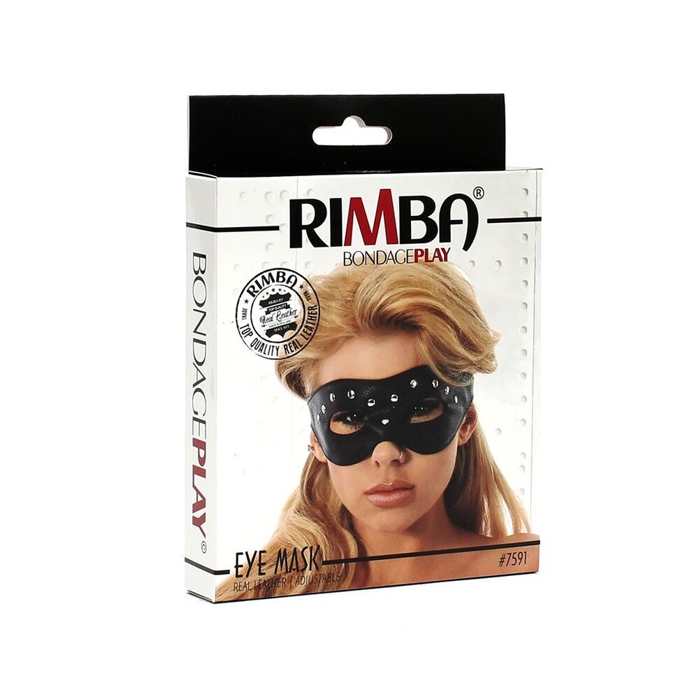 Rimba Leather Open Eye Mask With Rivets