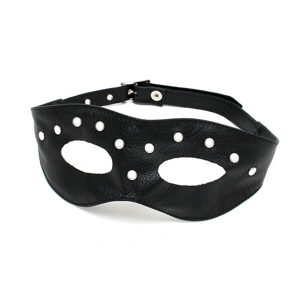 Rimba Leather Open Eye Mask With Rivets