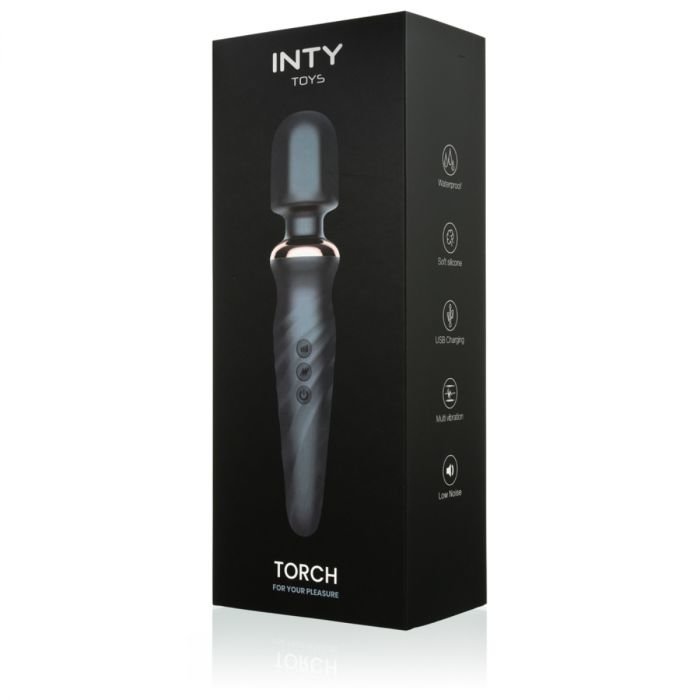 LOLA INTY Toys Torch Silicone Vibrating Wand Black (25 vibration Modes)