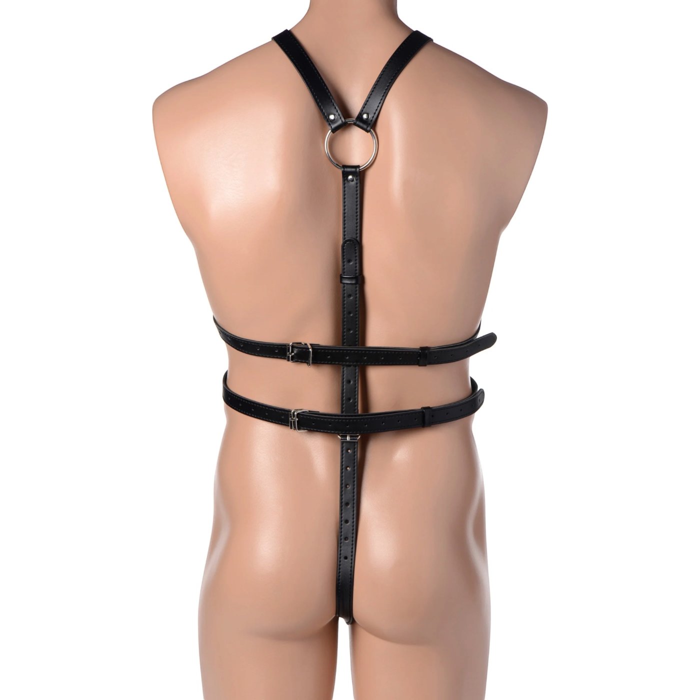 Strict Male Body Harness with Cock Rings