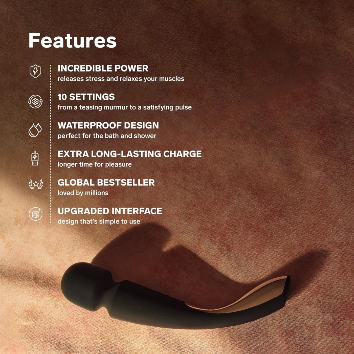 LELO Smart Wand 2 Medium Rechargeable Vibrator Black