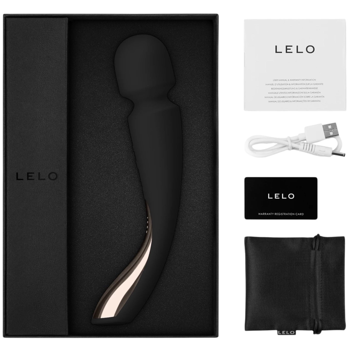 LELO Smart Wand 2 Medium Rechargeable Vibrator Black