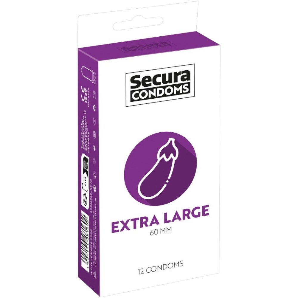 Secura Kondome Extra Large 60mm Latex Condoms 12 Pack