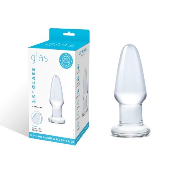 Glas Glass Butt Plug Clear 3.5 Inch