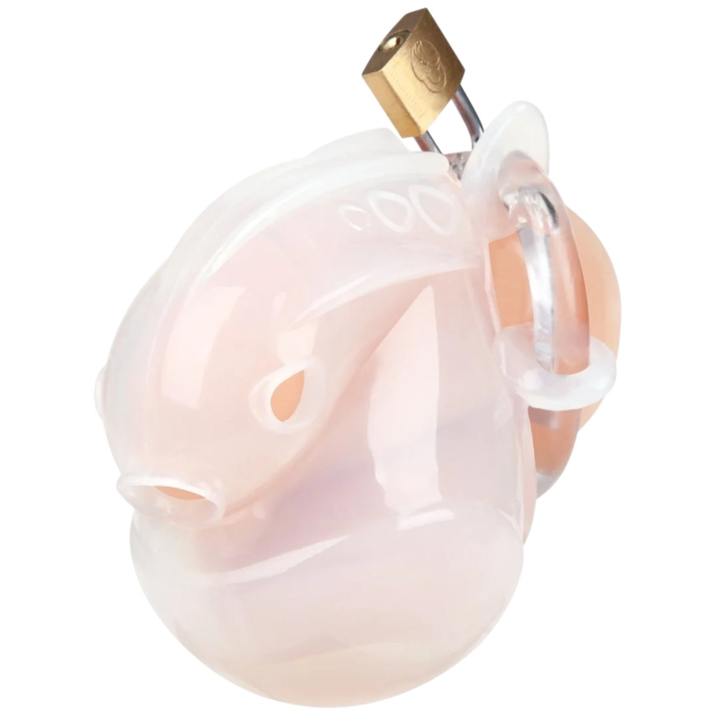 Blue Line Full Restraint Silicone Chastity Cage for Cock &amp; Balls White
