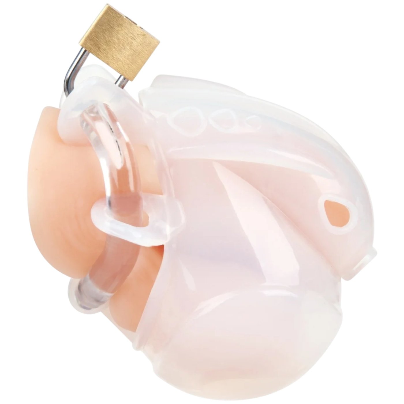 Blue Line Full Restraint Silicone Chastity Cage for Cock & Balls White