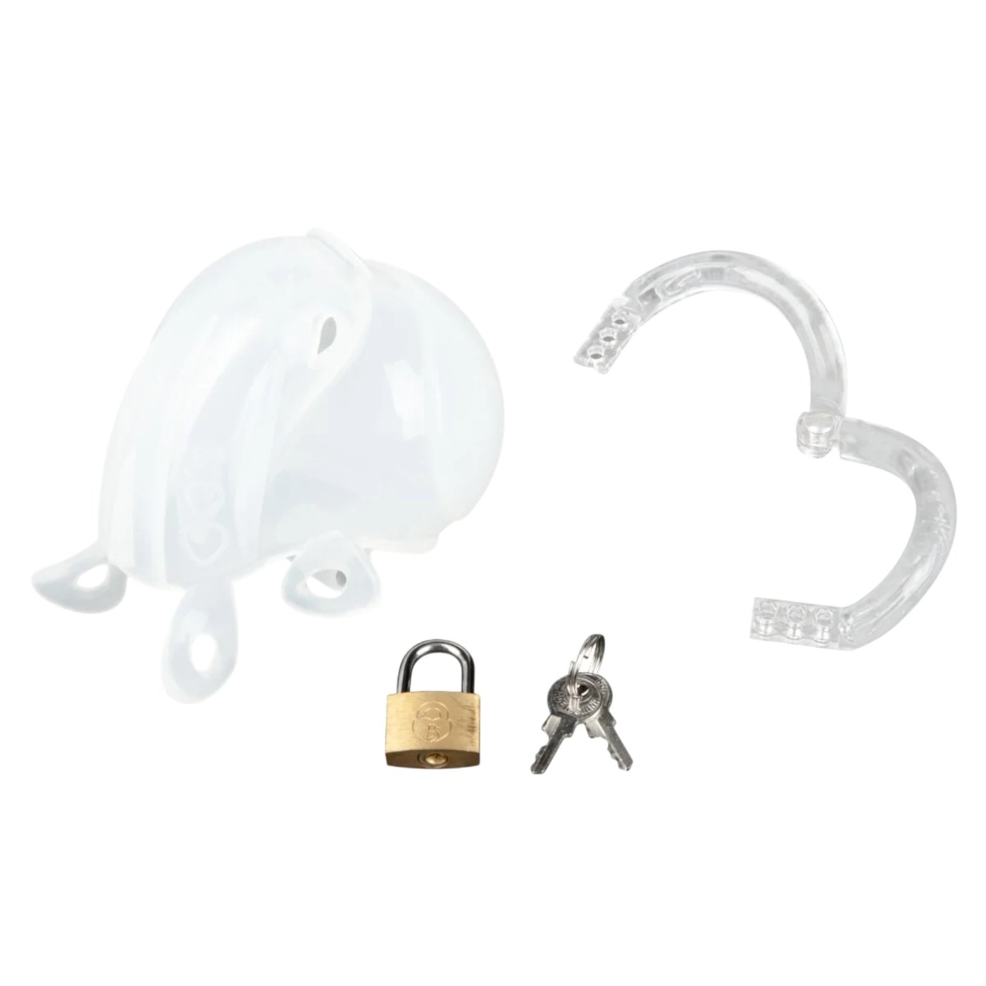 Blue Line Full Restraint Silicone Chastity Cage for Cock & Balls White