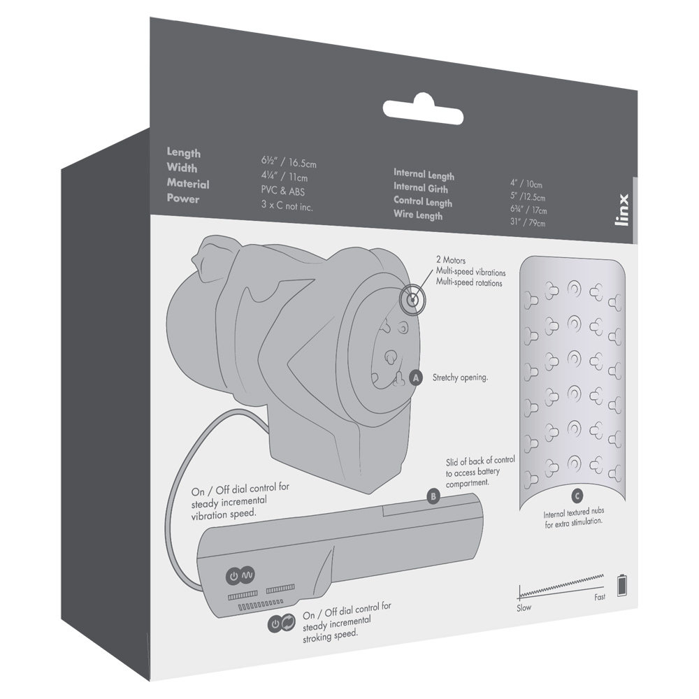 Me You Us Turbo Stroker Vibrating Masturbator Clear