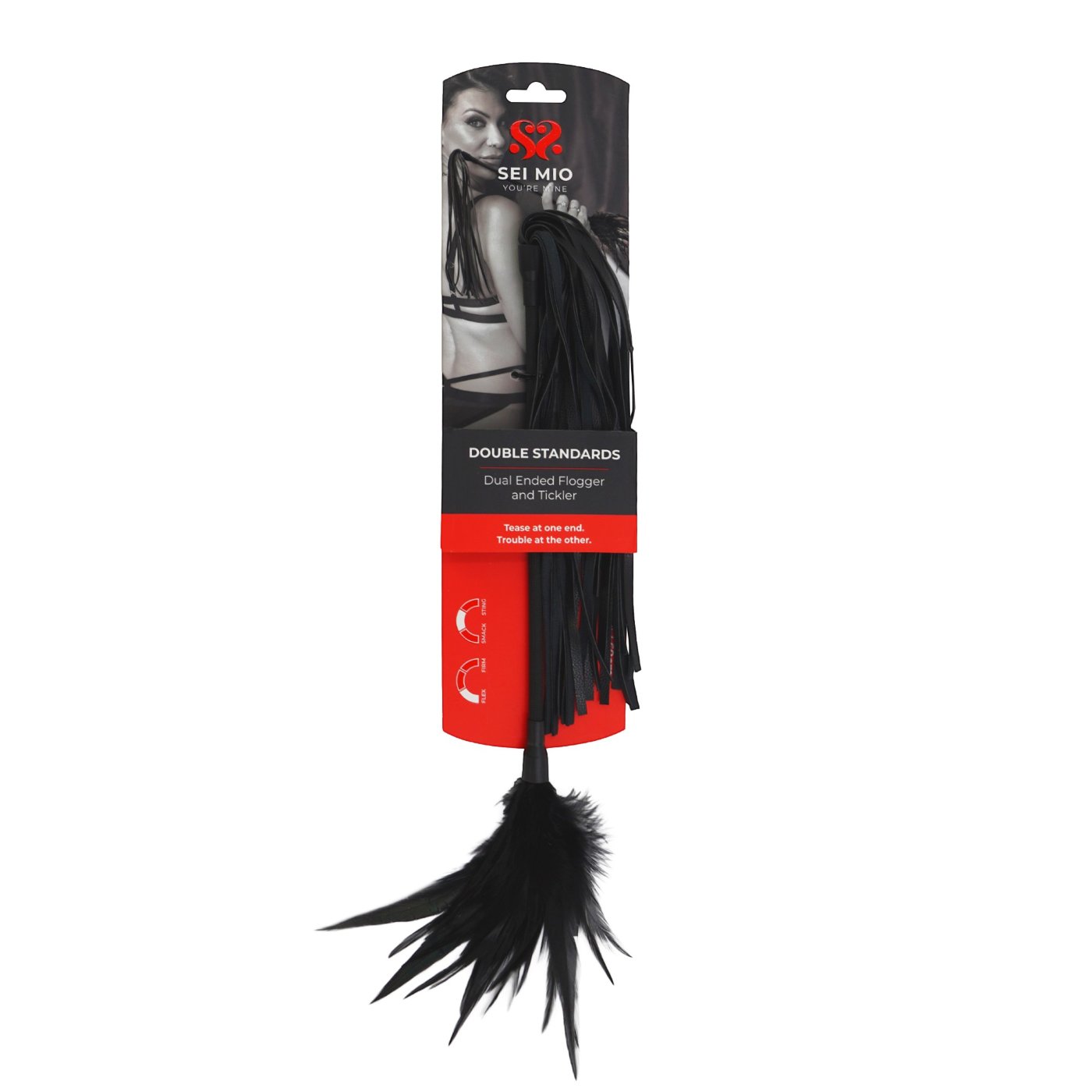 Sei Mio Double Standards Flogger and Feather Tickler 27 Inch