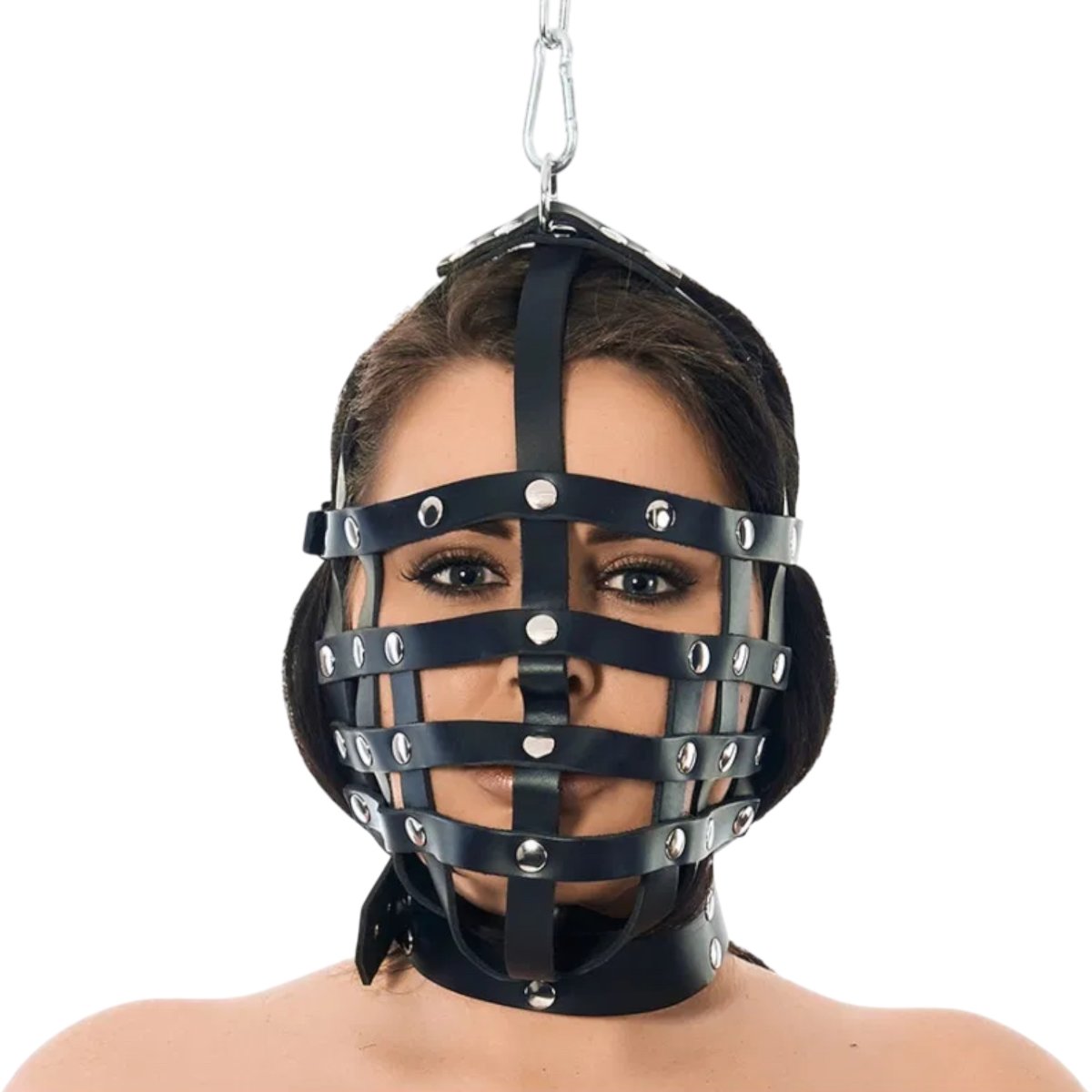 Rimba Leather Cage Muzzle Mask with Hanging Ring